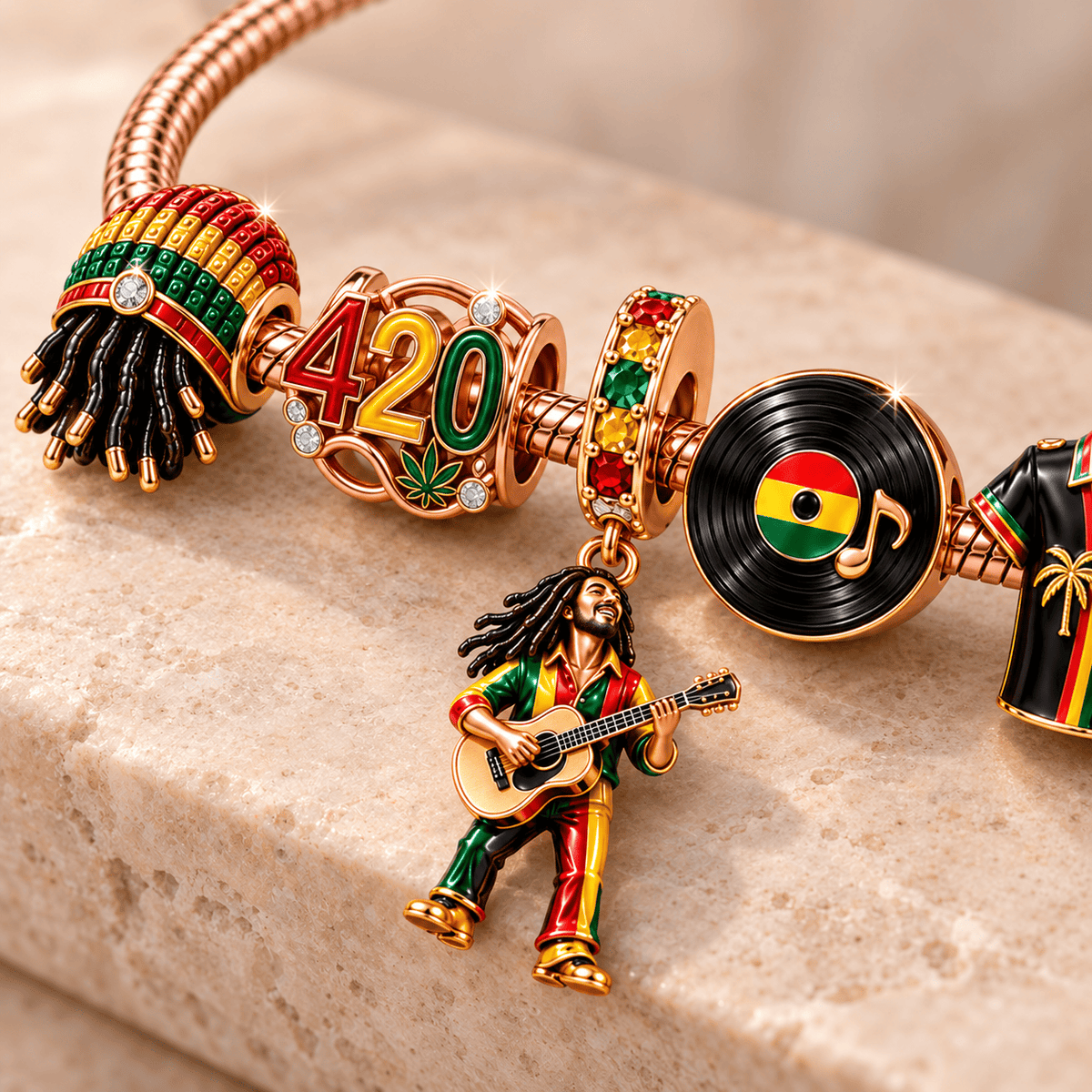 BML Rose Gold Charm Bracelet Set TTTT