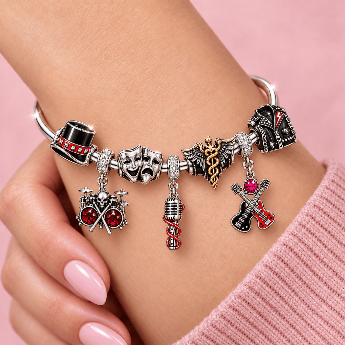 MTLC Silver Charm Bracelet Set TMH