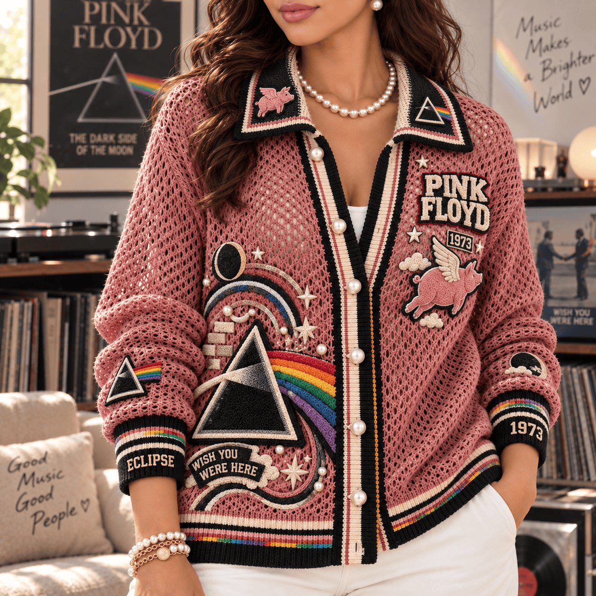 PKFL Women’s Open-Knit Cardigan DNBN
