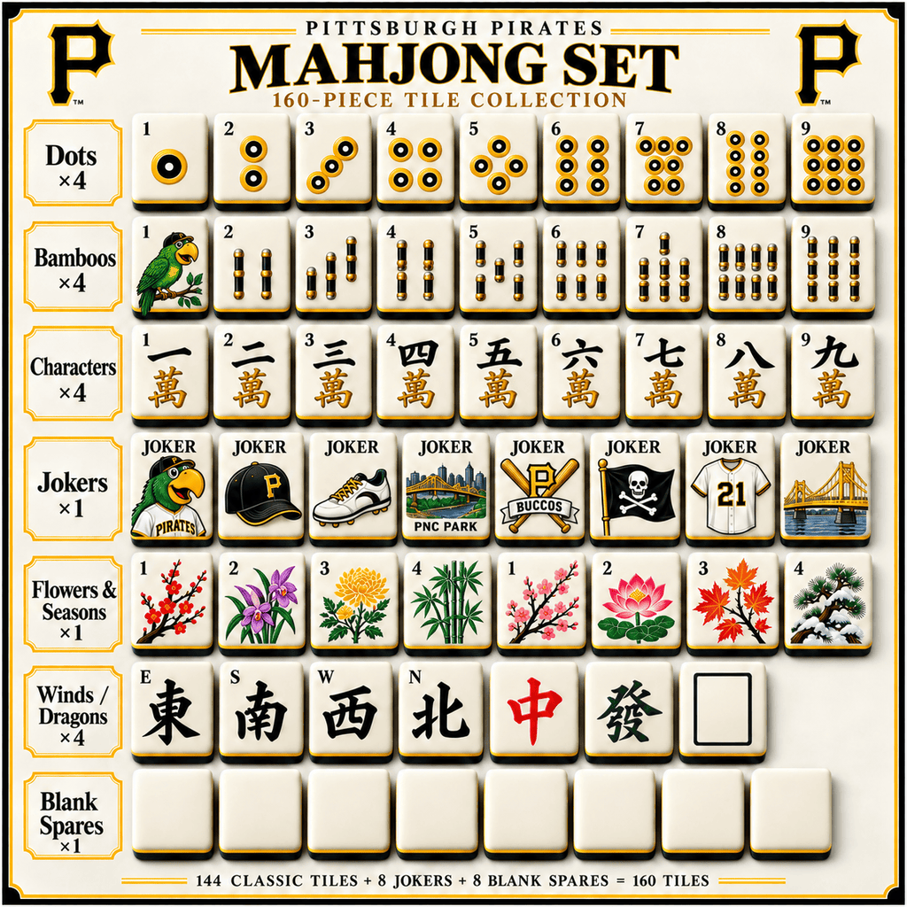 Premium PITTS Mahjong Tiles Set PVNA