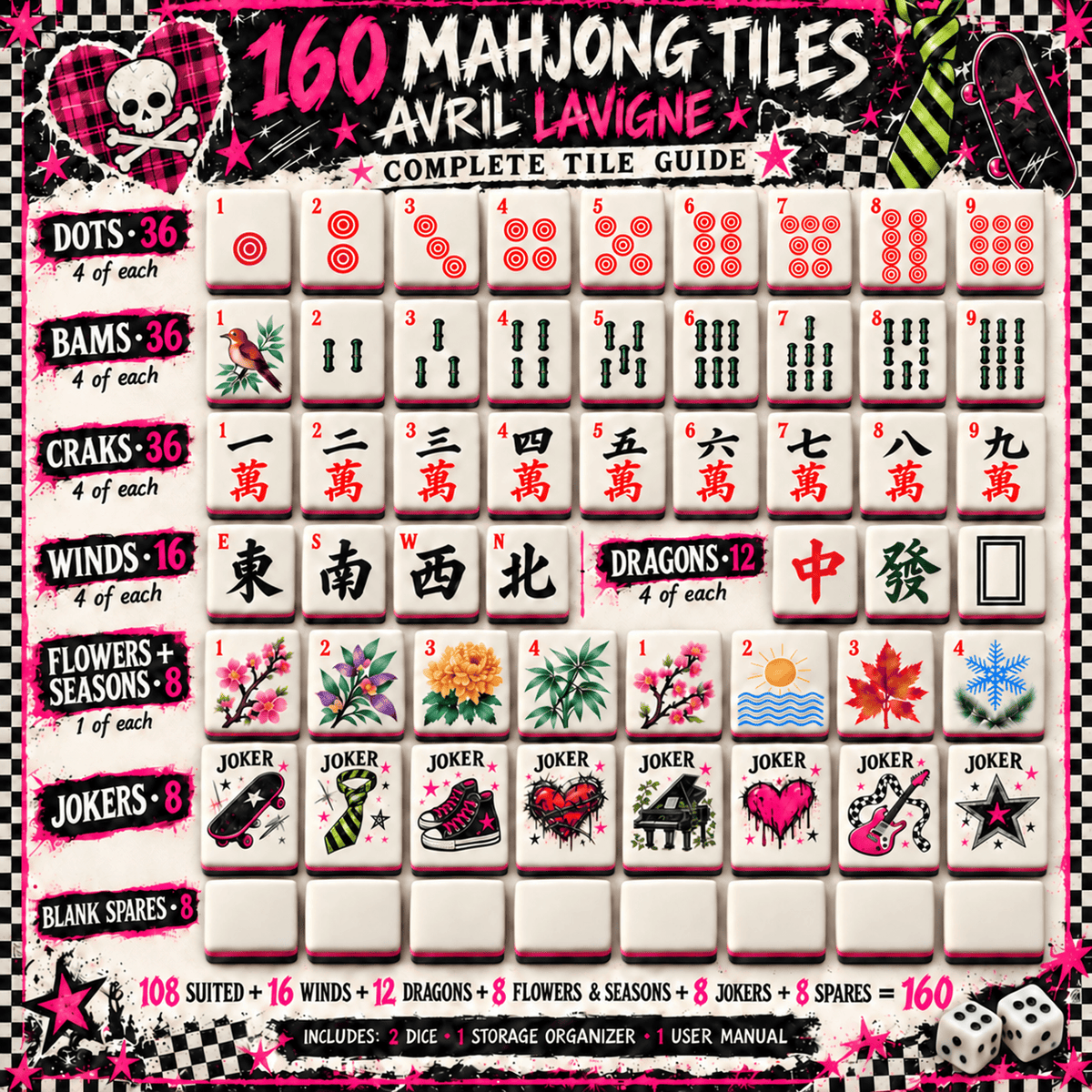 Premium AVLV Mahjong Tiles Set PVNA