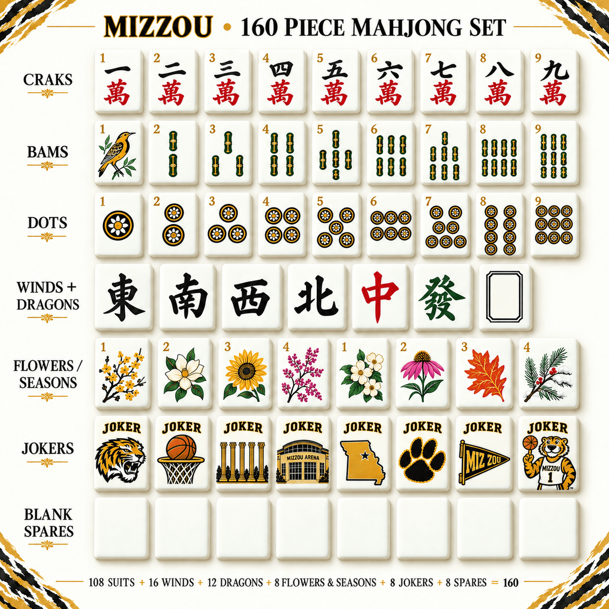 Premium MSTG Mahjong Tiles Set TNSM