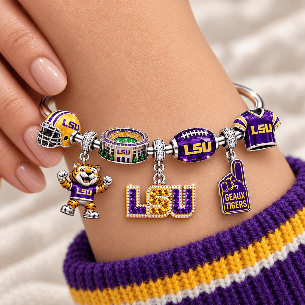 LSU Silver Charm Bracelet Set TMH