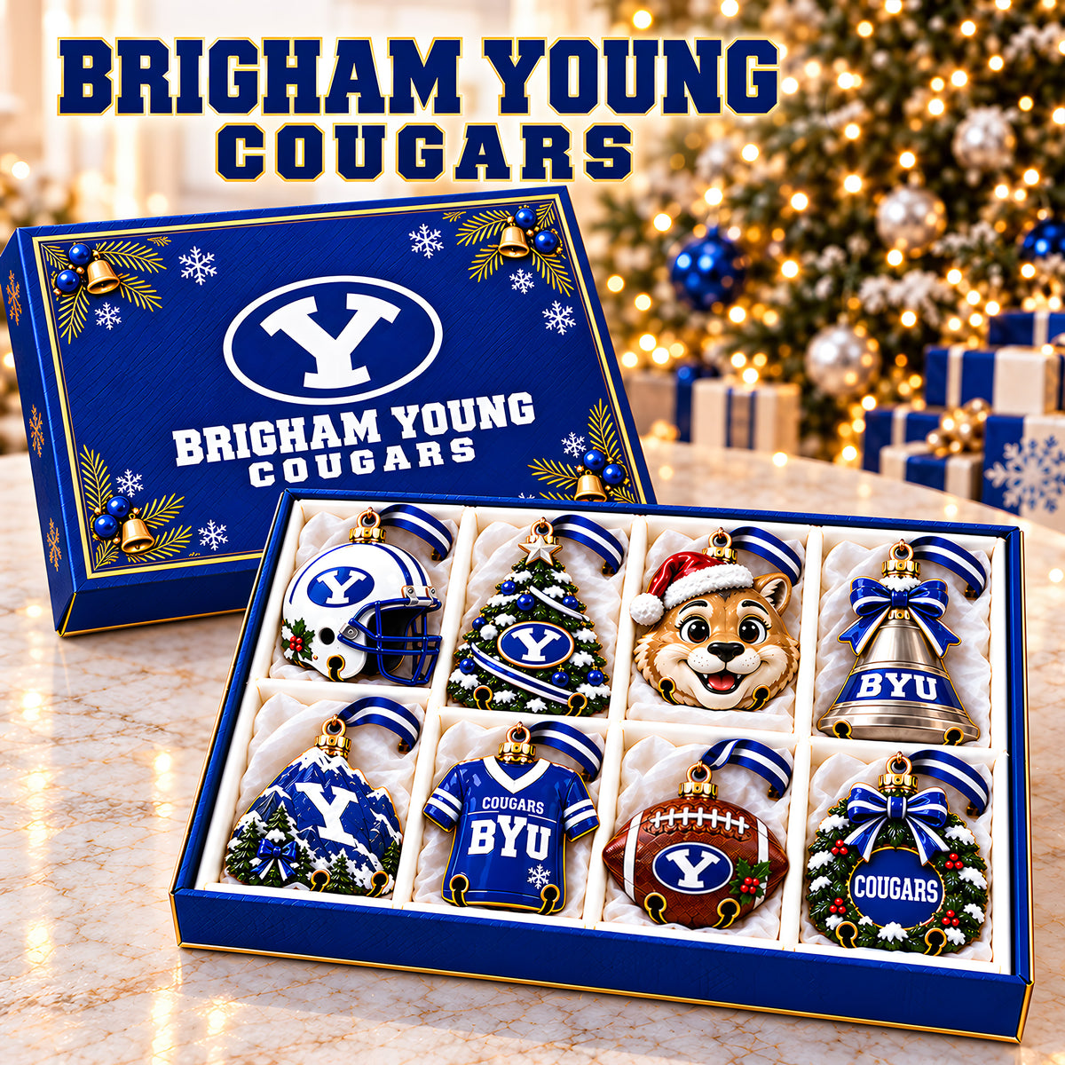 Premium BYU Christmas Bell Ornament PVNA